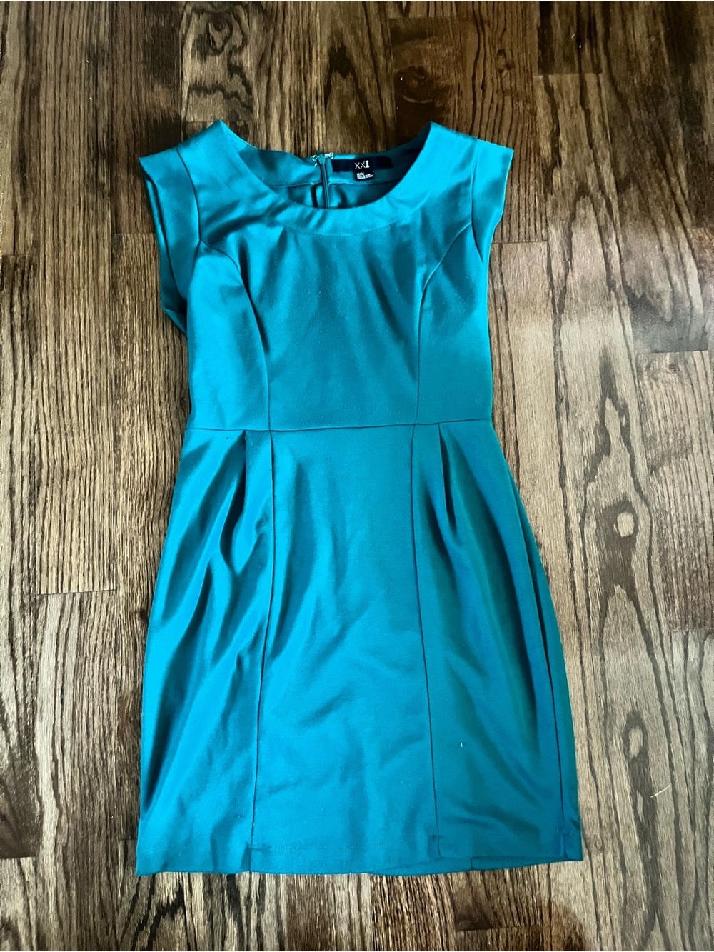 Forever 21 Teal Cap-Sleeve Fit-and-Flare Mini Dress
